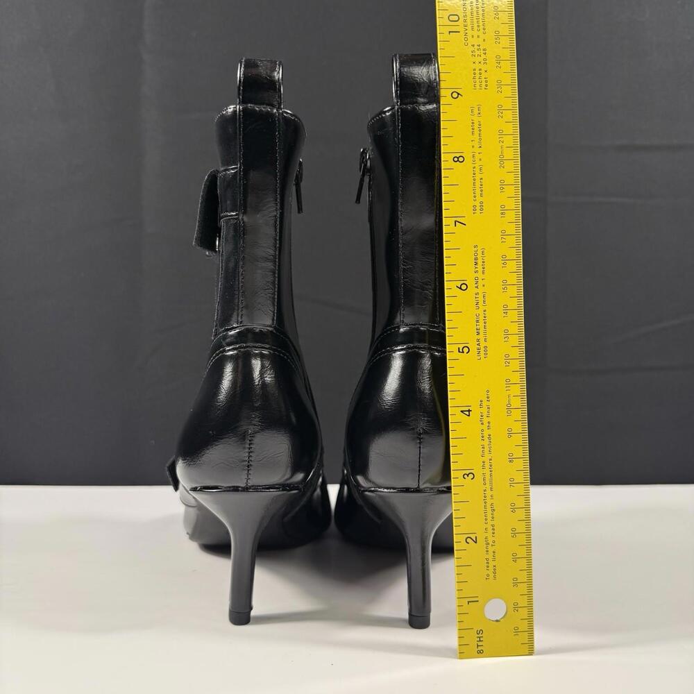 NEW Wild Pair Moonbeam Gothic Black Buckle Booties Size 8.5 Pointy Stiletto Heel - Picture 6 of 9